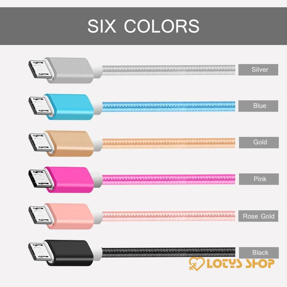Candy Color Braided Micro USB Cable Charger Accessories Cables Mobile Phones color: Black|Blue|Gold|Silver