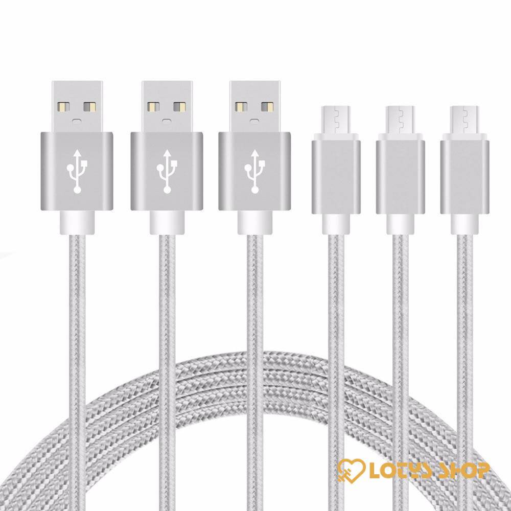 Candy Color Braided Micro USB Cable Charger Accessories Cables Mobile Phones color: Black|Blue|Gold|Silver