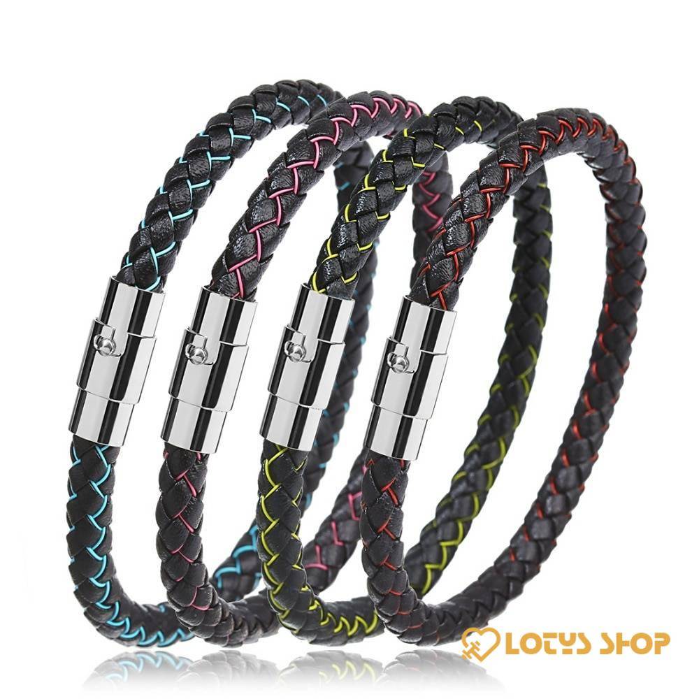 Braided Wristband for Men with Magnetic Clasp Accessories Jewelry 8d255f28538fbae46aeae7: Beige Gold|Beige Silver|Black|Black Gold|Black Silver|Blue|Dark Coffee Gold|Dark Coffee Silver|Light Coffee Gold|Light Coffee Silver|Wine Red Gold|Wine Red Silver