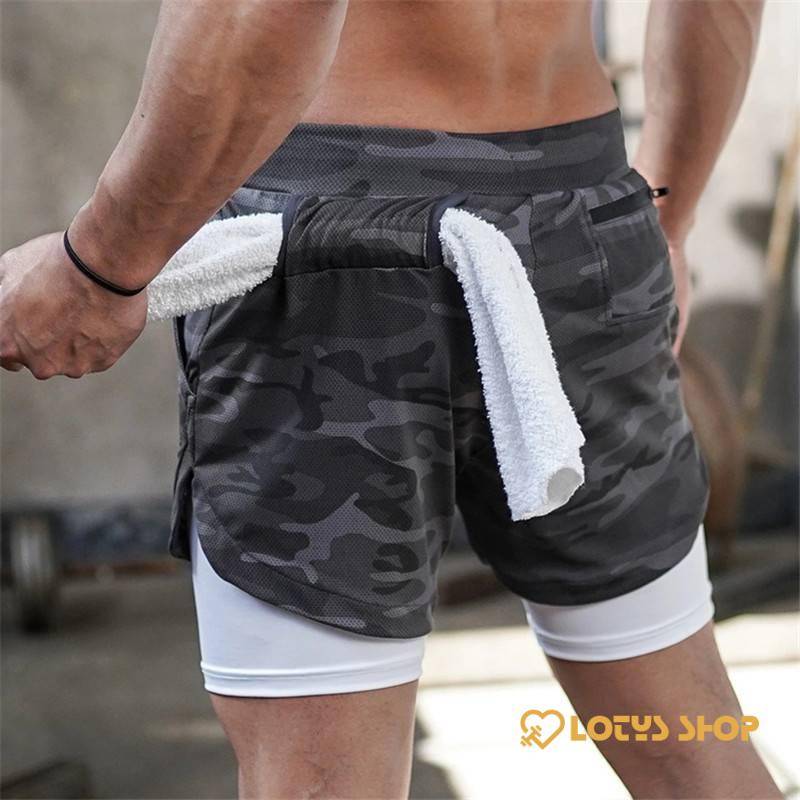 Men's Fitness Shorts with Towel Holder