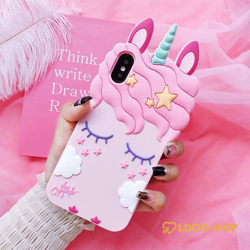 3D Unicorn Phone Cases Accessories Cases Mobile Phones color: Pink