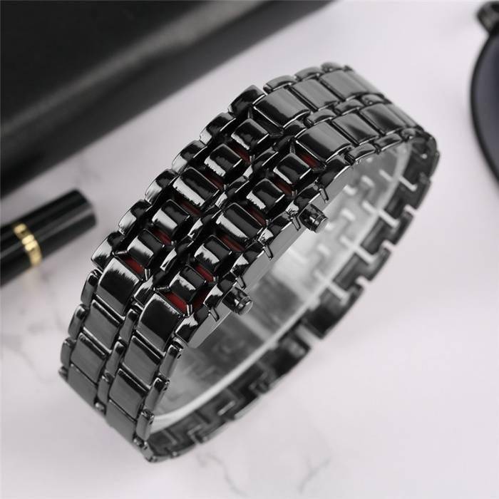 Men’s Stylish Digital Metal Band Wristwatch Men’s watches Watches color: Blue|Red|silver metal blue|silver metal red