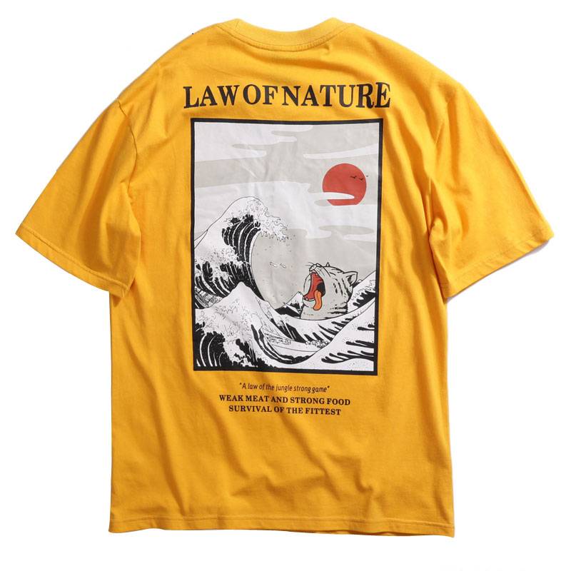 Men’s Japanese Style Printed T-Shirt Men's sport items Men's t-shirts Sport items color: Black|White|Yellow