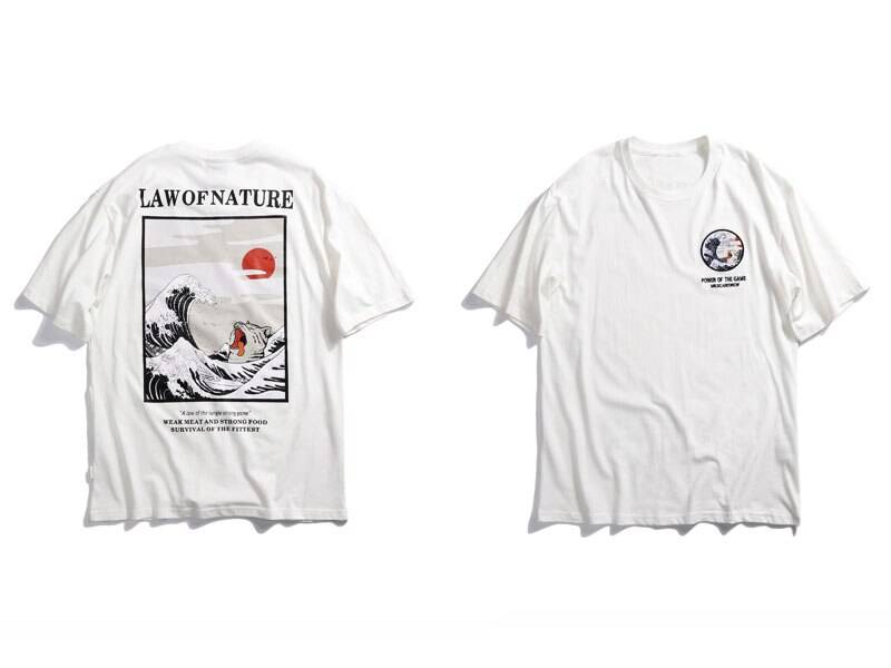 Men's Japanese Style Printed T-Shirt