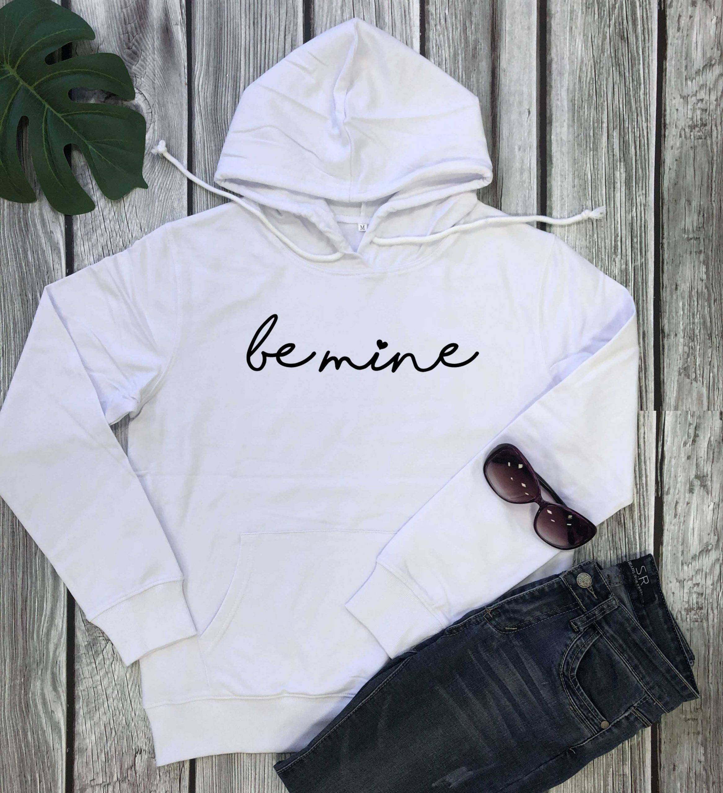 Women’s Casual Hoodie “Be Mine” Sport items Women's Hoodie Women's sport items color: Black|Gray|Pink|White|Yellow