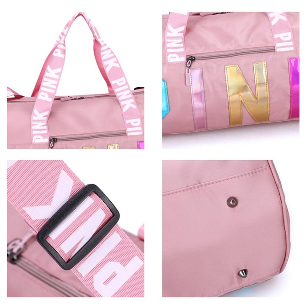 Holographic Pink Gym Bag Accessories Bags and Luggage Women’s Bags and Luggage color: Black|Burgundy|Dark Blue|Gray|Green|Light Blue|Orange|Pink|Purple|Red|Rose red|Sky Blue|Yellow