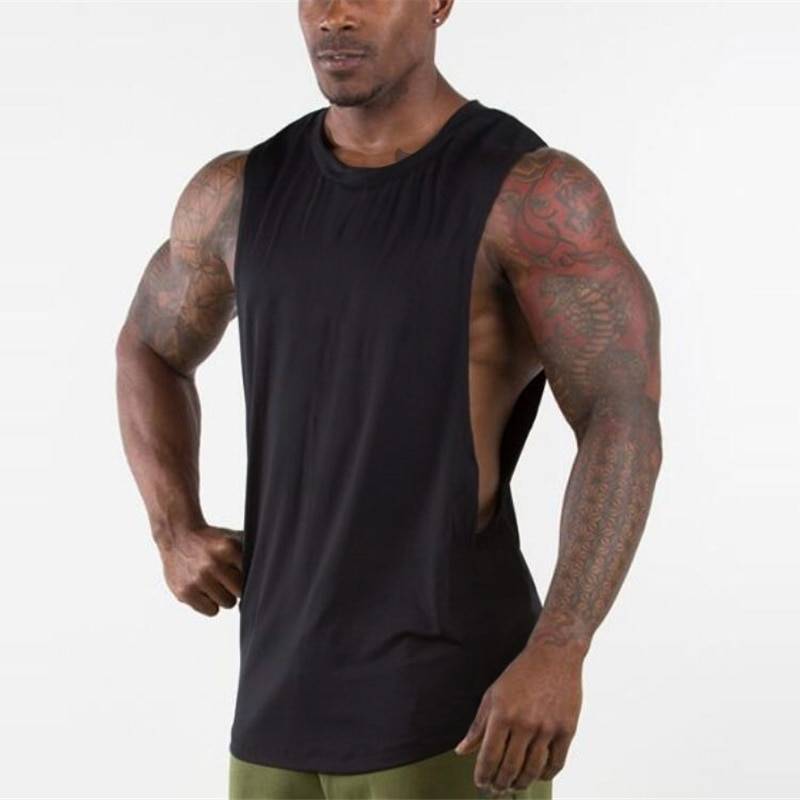 Open Sides Gym Tank Top for Men Men's sport items Men's t-shirts Sport items color: Black|Blue|Gray|Red|White|Yellow